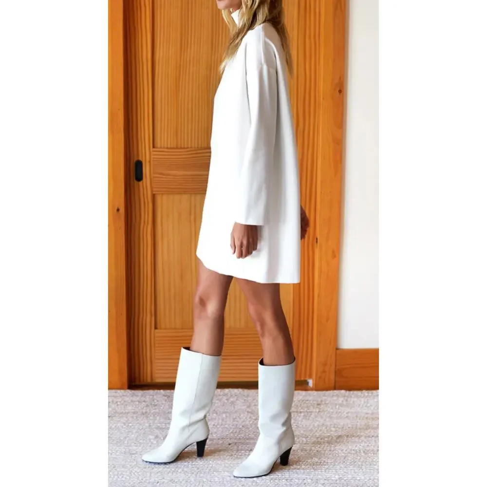 Emerson Fry Edie Turtleneck Dress Ivory Ponte Mod Mini Size S New With Tags - Picture 4 of 12